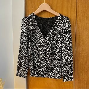 J. CREW Black & White Patterned Blouse
